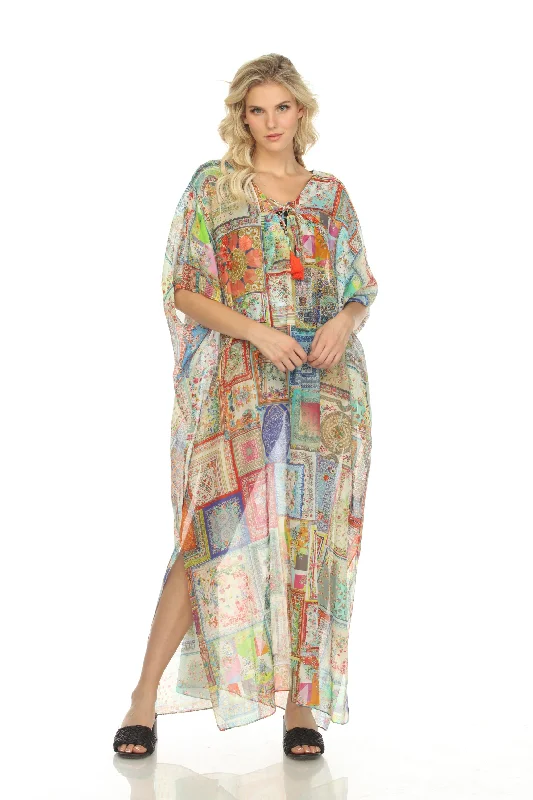 Johnny Was Bella Lace-Up Swim Cover-Up Maxi Kaftan Dress Boho Chic CSW5822AF Plunge Back Swimsuit Johnny Was Bella Lace-Up Swim Cover-Up Maxi Kaftan Dress Boho Chic CSW5822AF Plunge Back Swimsuit