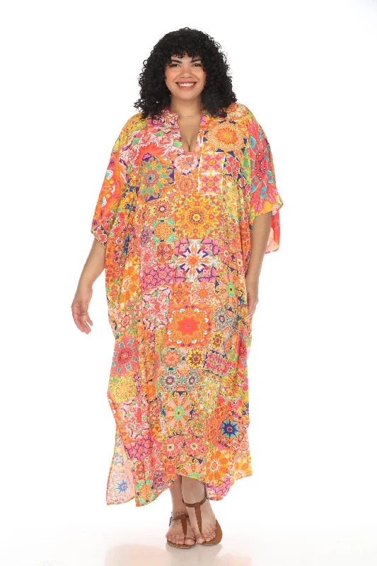Johnny Was Kaleida Swim Cover-Up Kaftan Dress Plus Size CSW5524-FX Mesh Swimsuit Top Johnny Was Kaleida Swim Cover-Up Kaftan Dress Plus Size CSW5524-FX Mesh Swimsuit Top
