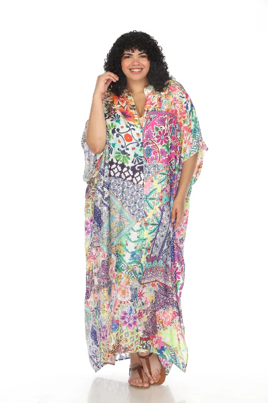 Johnny Was Loci Patchwork Swim Cover-Up Kaftan Dress Plus Size CSW7322ANX Flirty Ruffle Swimsuit Johnny Was Loci Patchwork Swim Cover-Up Kaftan Dress Plus Size CSW7322ANX Flirty Ruffle Swimsuit