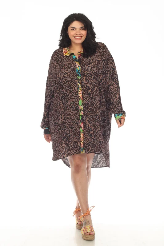 Johnny Was Millo Wild Midi Shirt Swim Cover-Up Dress Plus Size CSW7622-DX Vintage Swimwear Look Johnny Was Millo Wild Midi Shirt Swim Cover-Up Dress Plus Size CSW7622-DX Vintage Swimwear Look