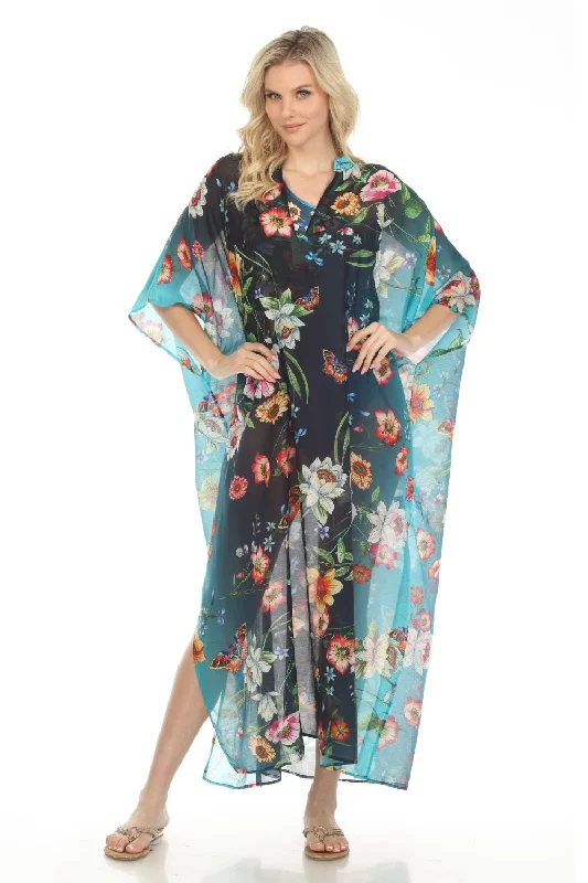 Johnny Was Ombre Garden Black Swim Cover-Up Long Kaftan Dress Boho Chic CSW7923-Y Sleek Full Coverage Johnny Was Ombre Garden Black Swim Cover-Up Long Kaftan Dress Boho Chic CSW7923-Y Sleek Full Coverage