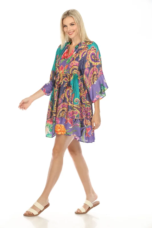Johnny Was Swim Cover-Up Short Kaftan Dress Boho Chic CSW4723-D High-Waisted Swimwear Johnny Was Swim Cover-Up Short Kaftan Dress Boho Chic CSW4723-D High-Waisted Swimwear