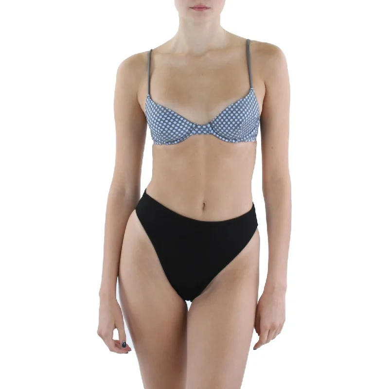 KIKIRIO Womens Perforated Balconette Bikini Swim Top Mesh Swimsuit Top