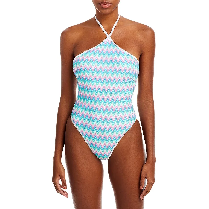 L Space Womens Mirabella Crochet Halter One-Piece Swimsuit