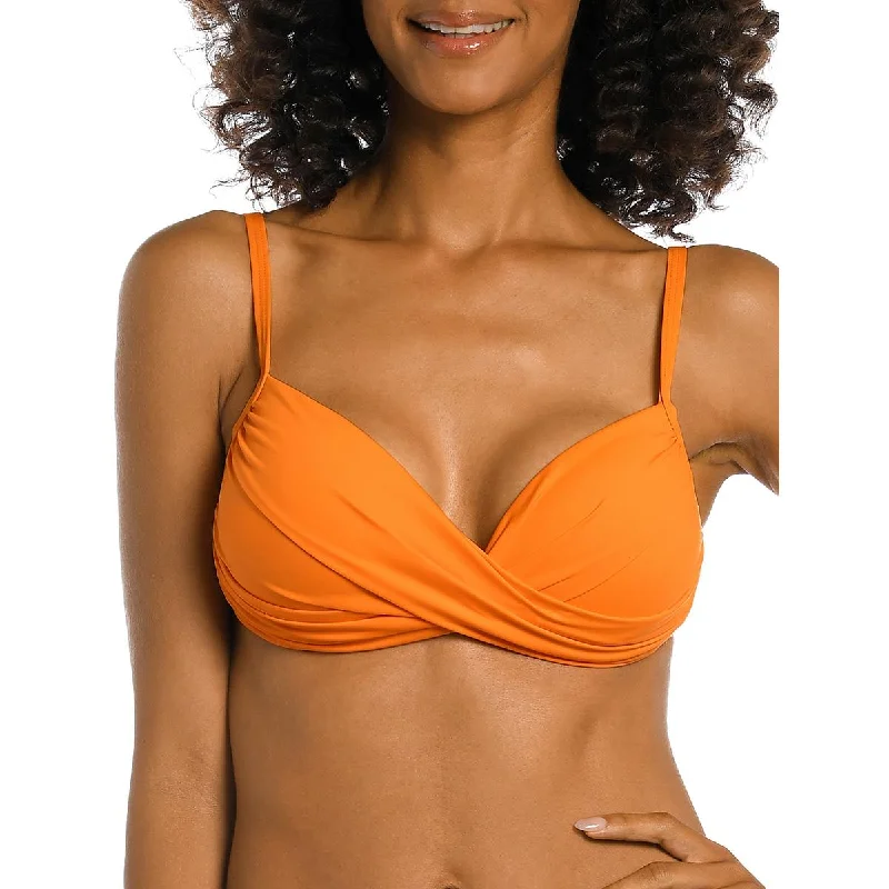 La Blanca Swimwear Womens Solid Nylon Bikini Swim top Color-Block Bikini