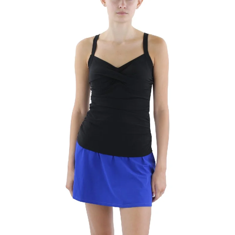 LL Bean Womens Shelf Bra Nylon Tankini Swim Top Retro Swimwear Style
