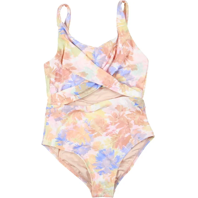 O'Neill Girls Floral Print Key Hole One-Piece Swimsuit Chic Bikini Set