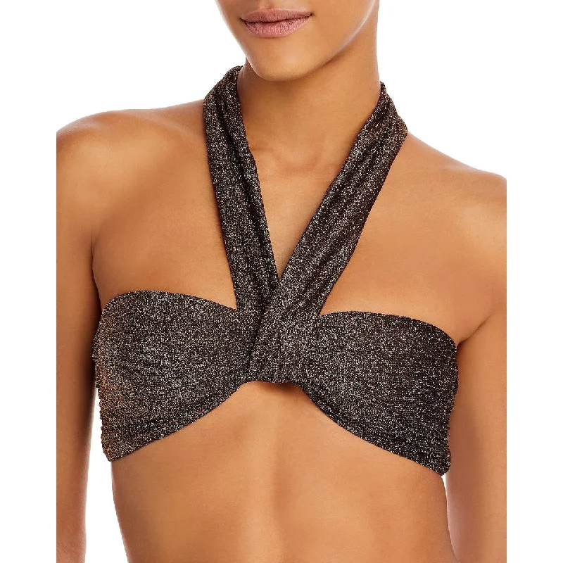 Ramy Brook Womens Sparkle Lura Top Metallic Nylon Bikini Swim top Button-Front Swimsuit Ramy Brook Womens Sparkle Lura Top Metallic Nylon Bikini Swim top Button-Front Swimsuit