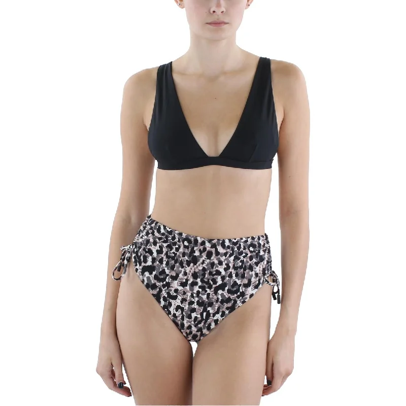 Red Carter Womens Leopard Print High Waist Swim Bottom Separates