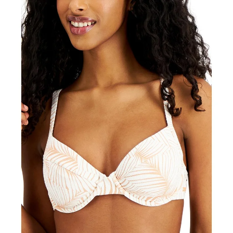 Roxy Womens Juniors Printed Underwire Bikini Swim top Mesh Panel Swimwear