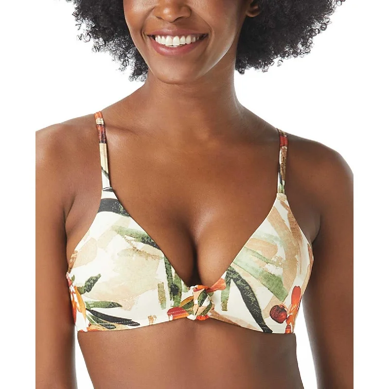 Vince Camuto Womens Printed Molded Cups Bikini Swim top Button-Front Swimsuit