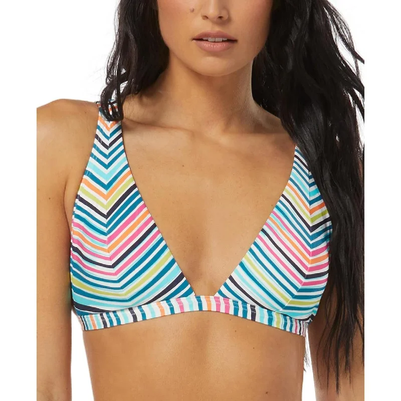 Vince Camuto Womens Striped Lined Bikini Swim top Deep-V Swimsuit Design