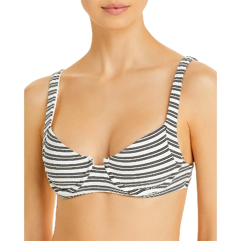 Vitamin A Womens Striped Nylon Bikini Swim top Stylish Cover-Up Set