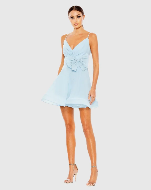 Faux Wrap Bow Detail Flowy Mini Dress Classic Floral Mini Dress