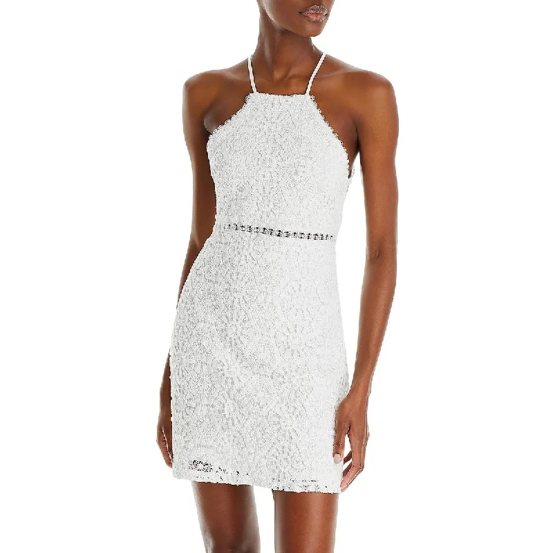 Aqua Womens Crochet Mini Dress