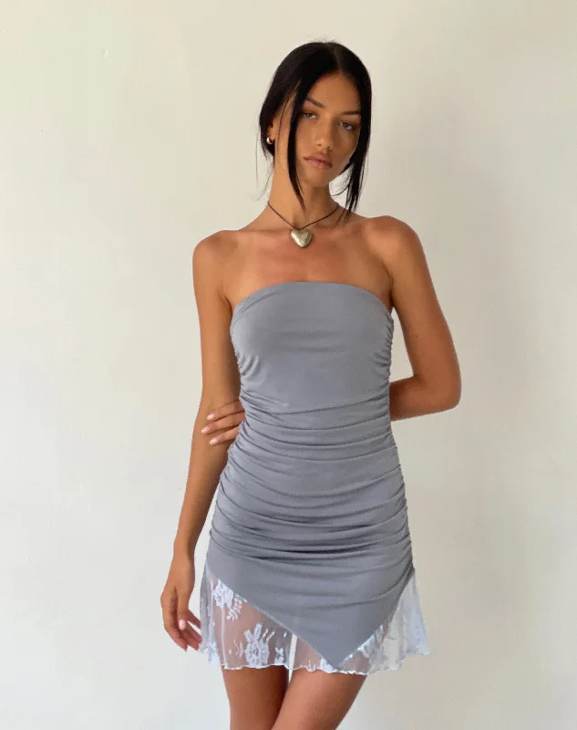 MOTEL X JACQUIE Carlie Bandeau Mini Dress in Slinky Grey Stylish Floral Print Mini Dress MOTEL X JACQUIE Carlie Bandeau Mini Dress in Slinky Grey Stylish Floral Print Mini Dress