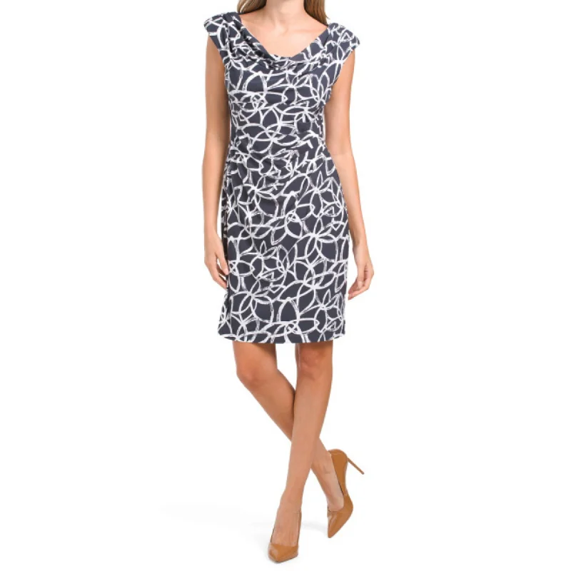 Anne Klein Women's Valerie Floral Print Cowl Neck Mini Dress