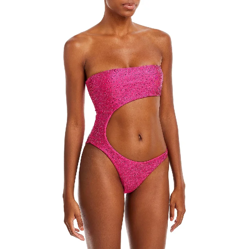 Cult Gaia Womens Bisa Embellished Strapless One-Piece Swimsuit Push-Up Swimsuit Top
