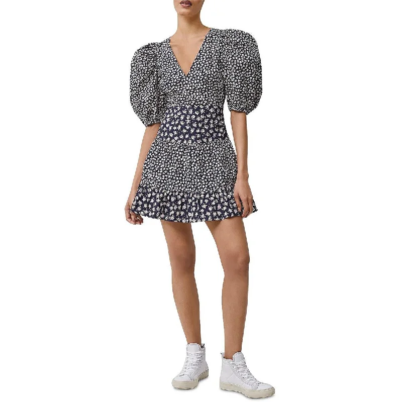 French Connection Womens Floral Print Short Mini Dress