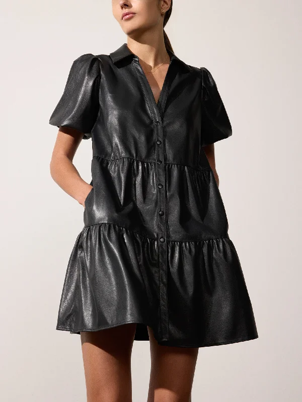 The Havana Vegan Leather Mini Dress Fashionable Boho-Chic Mini Dress