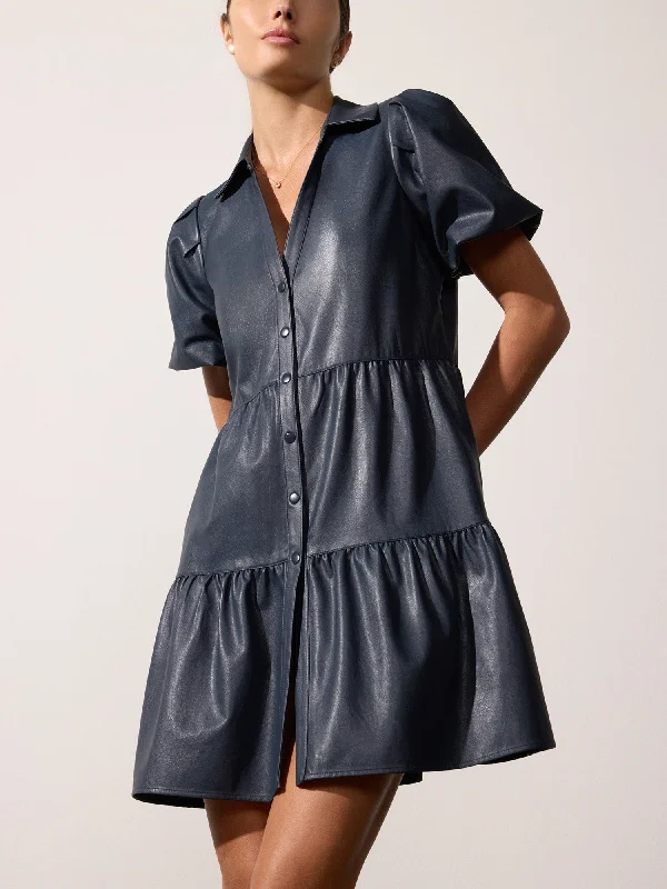 The Havana Vegan Leather Mini Dress Chic Halter Mini Dress