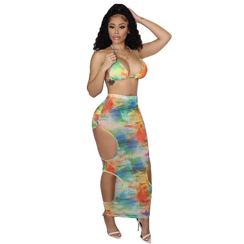 J&H fashion new arrivals sexy hollow-out irregular straps backless stitching gauze net perspective printed swimsuit bikini set Two-Piece Beachwear J&H fashion new arrivals sexy hollow-out irregular straps backless stitching gauze net perspective printed swimsuit bikini set Two-Piece Beachwear