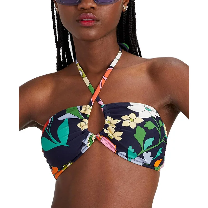 Kate Spade New York Womens Halter Bandeau Bikini Swim top Sporty Swim Shorts