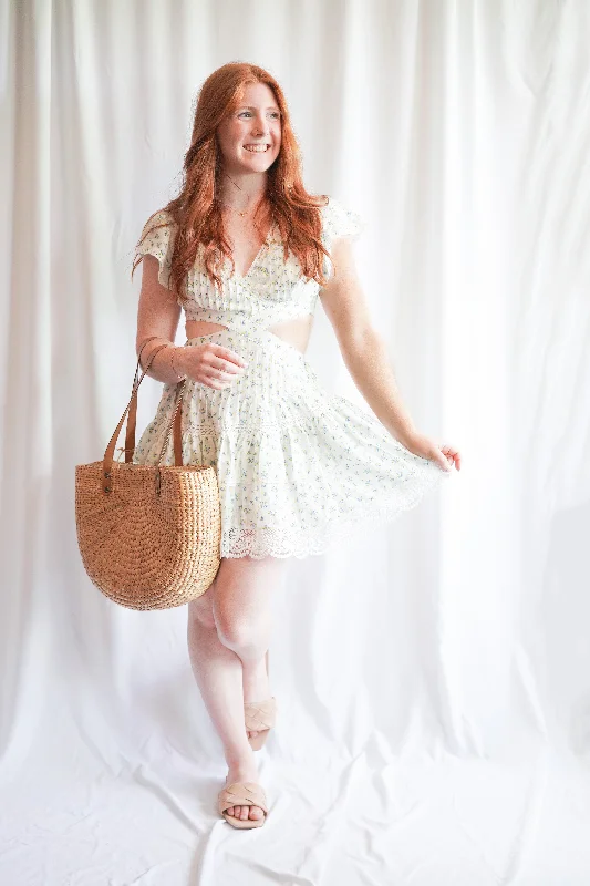 Lace Flutter Sleeve Mini Dress Chic Bohemian Mini Dress