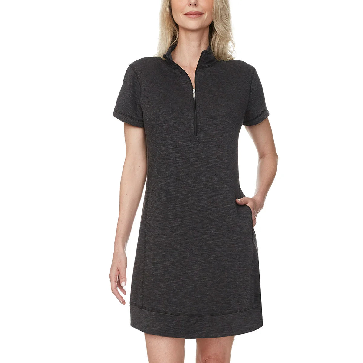 Legendary Outfitters Women's Cotton Blend Quarter Zip Casual Mini Dress