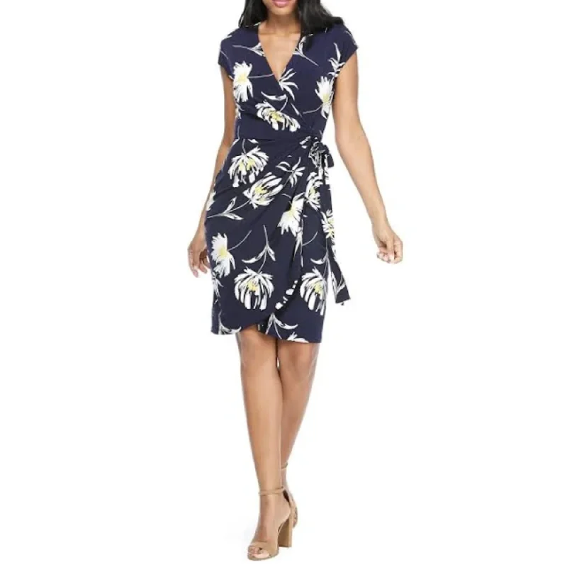 Maggy London Women's Floral Print V-neck Wrap Mini Dress