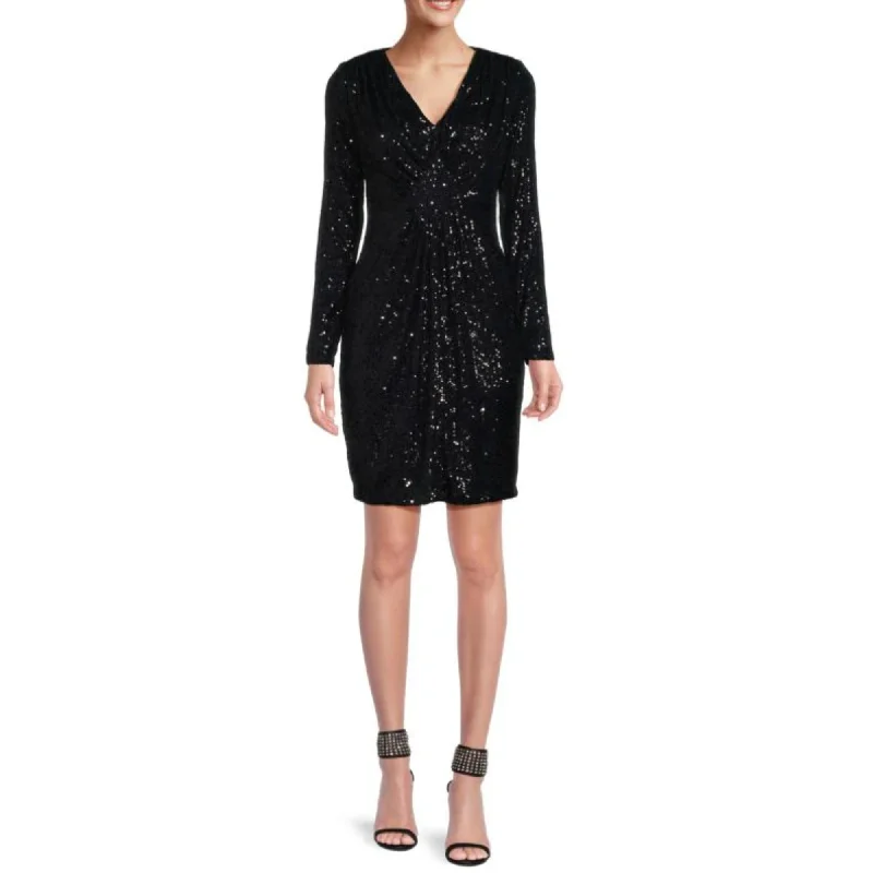 Nanette Lepore Women's V-Neck Long Sleeve Sequin Mini Dress