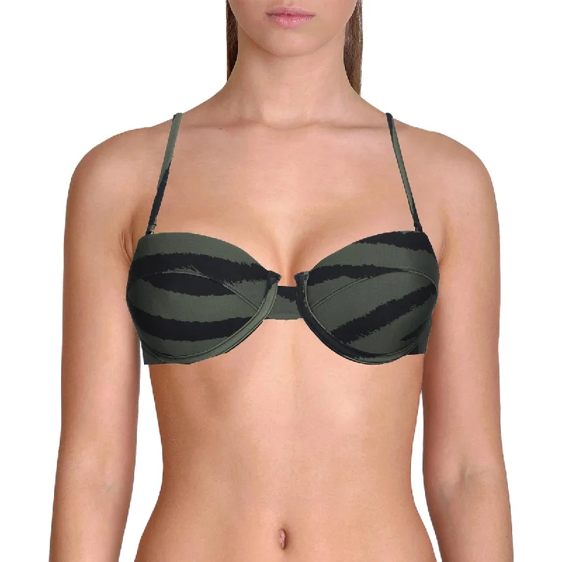 PQ Swim Womens Printed Underwire Bikini Swim Top Sexy Swimwear Set
