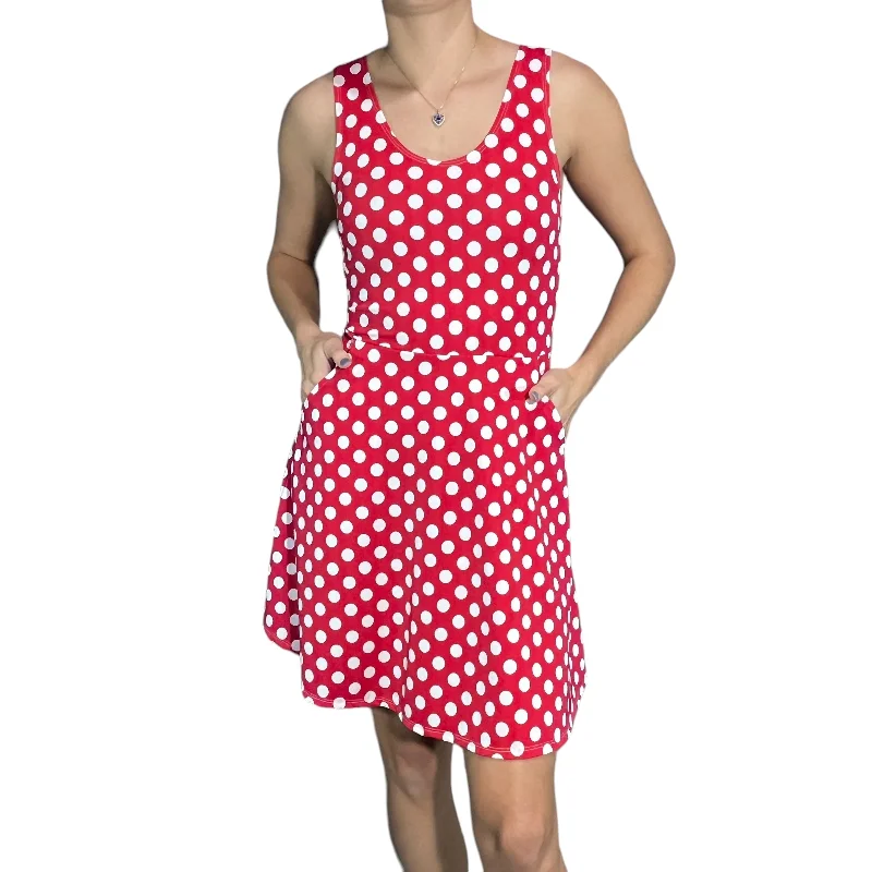 Red & White Polka Dot A-line Mini Dress w/Pockets Classic Floral Mini Dress