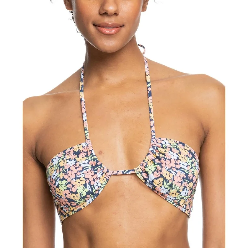 Roxy Womens Juniors Floral Removable Padding Bikini Swim top Flirty Ruffle Swimsuit