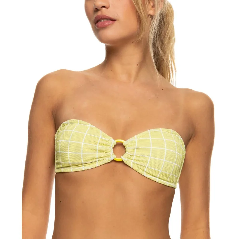 Roxy Womens Juniors Salty Shine Bandeau O-Ring Bikini Swim top Sexy Swimwear Set