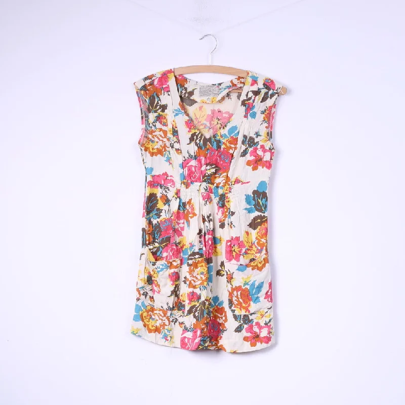 Tom Joule Womens Xs 8 Mini Dress Flowers Print Multicolor Sleeveless