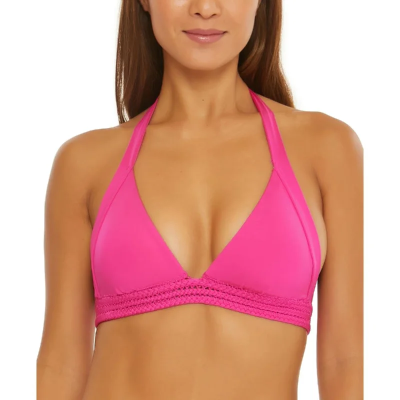 Trina Turk Womens Braided Trim Halter Bikini Swim top Color-Block Bikini