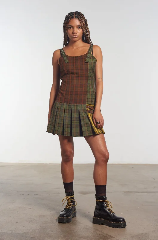 Viv Tartan Mini Dress Cozy A-Line Mini Dress