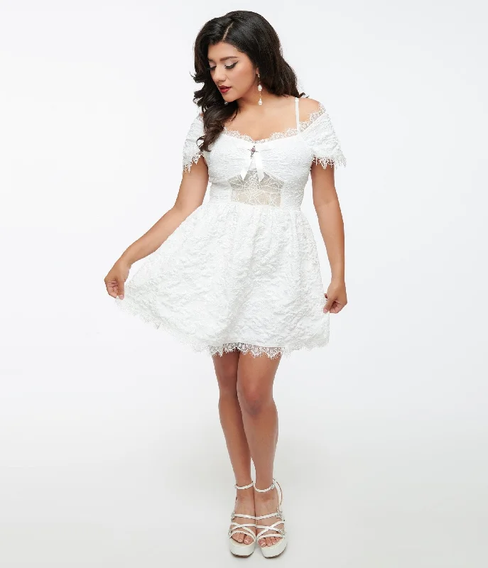 White Goth Lace Mini Dress Classic Striped Mini Dress