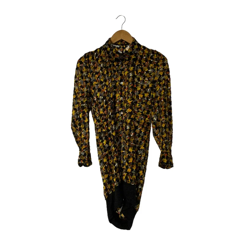 JUNYA WATANABE COMME des GARCONS/Shirt/YEL/Polyester/All Over Print Chic Embellished Short Sleeve