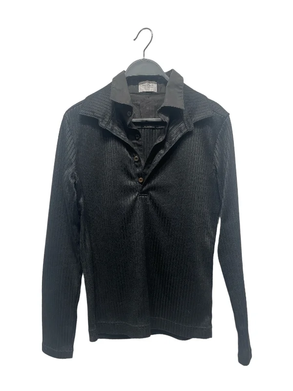 TETE HOMME/LS Shirt/S/Cotton/BLK/ Trendy Button-Front Short Sleeve