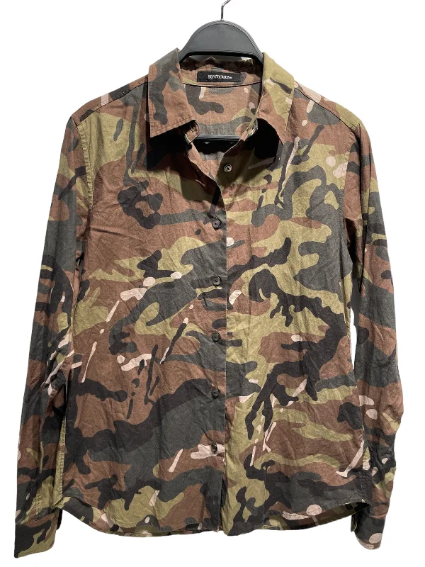 HYSTERIC GLAMOUR/LS Shirt/FREE/Camouflage/Cotton/GRN/ Elegant Lace-Trimmed Short Shirt