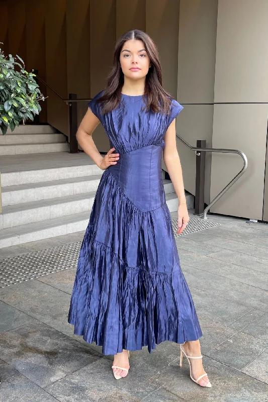 AJE Serendipity Reflection Midi Dress (Navy Blue) - RRP $595 Comfortable Sleeveless Midi Dress
