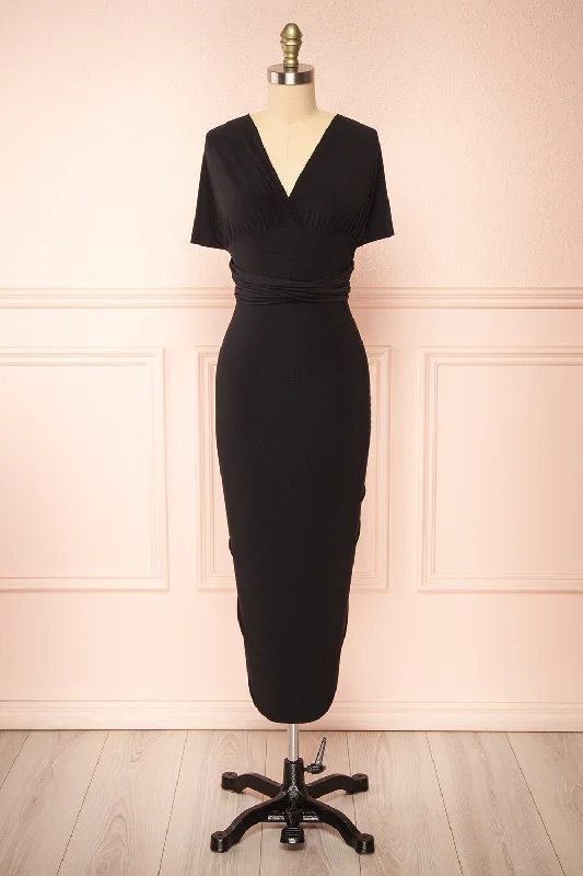 Aristella Black | Convertible Midi Dress