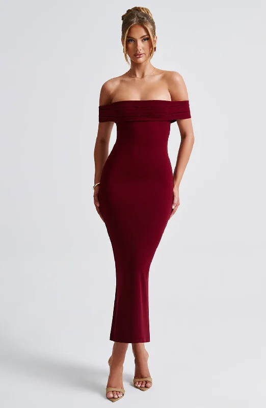 Bex Midi Dress - Burgundy Stylish Animal Print Midi Dress