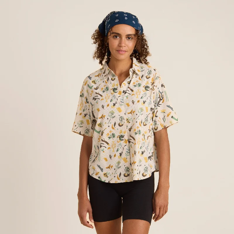 Bless Up Breathable Stretch Shirt - Moon Casual Ruffle Short Shirt