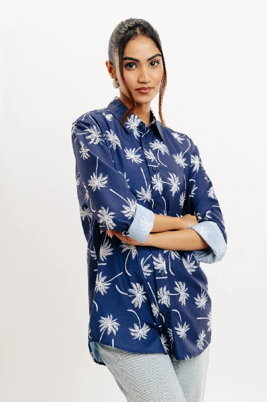 Coconut Breeze Full Sleeves Women's Shirt Fashionable Sheer Short Shirt