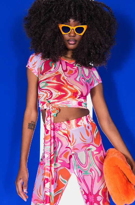 COLORFUL IMAGINATION CROPPED MESH T SHIRT Relaxed Fit Short Shirt