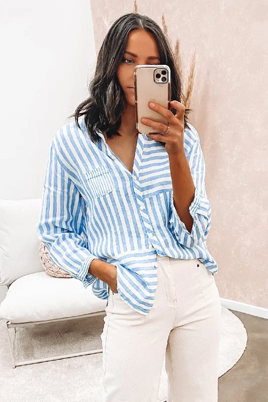 Connor Linen Shirt Blue Cozy Cotton Short Tee