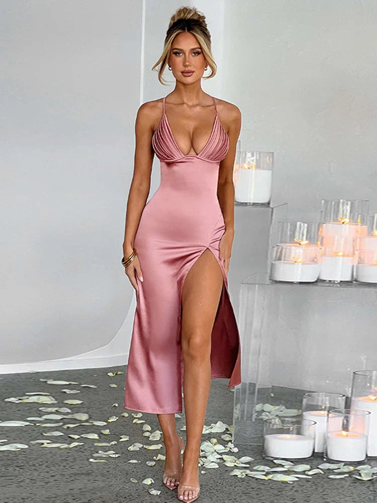 Nightclub Sexy Spaghetti Strap Summer Slim Bodycon Strapless Long Midi Dress Cozy Midi Dress with Pockets Nightclub Sexy Spaghetti Strap Summer Slim Bodycon Strapless Long Midi Dress Cozy Midi Dress with Pockets